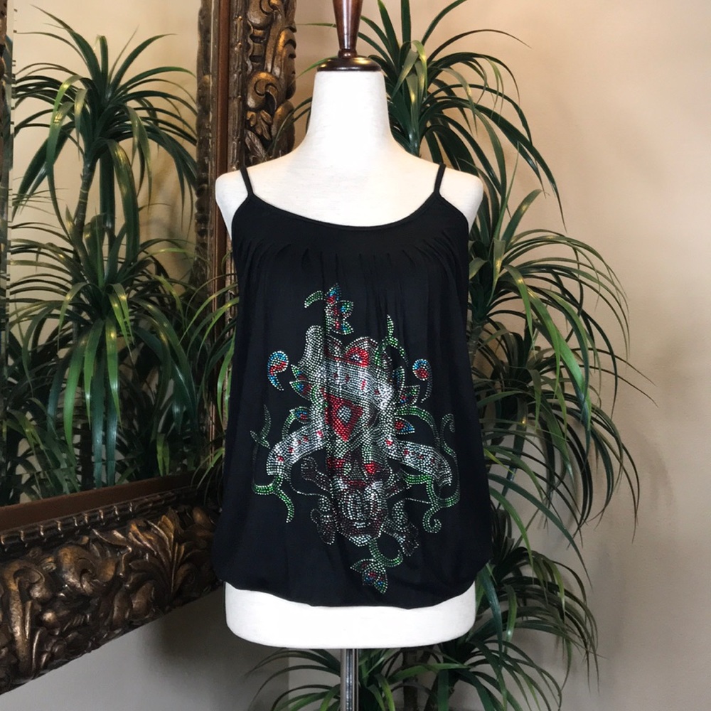 Vintage Ed Hardy Crystal Embellished Blouson Top - Picture 2 of 13